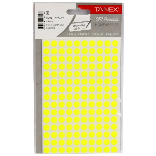 Picture of Round Adhesive Office labels, Yellow Color, 0.8mm, 150*5 - Tanex OFC-127