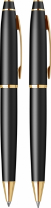 Picture of SCRIKSS MATT FOUNTAIN PEN + BALL PEN + 3 CARTRIDGES SET 35 BLACK X GOLD IN PREMIUM BOX MODEL 85988