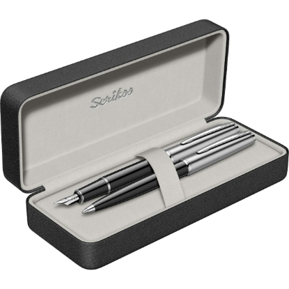 Picture of Fountain Pen Set (Ball Pen + Fountain Pen) - Color (Black + Silver) SCRIKSS Model 55783