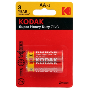 Mostrar detalles de Batería de Zinc AA de Alta Capacidad, 2 Piezas - Kodak Imagen de Batería de Zinc AA de Alta Capacidad, 2 Piezas - Kodak