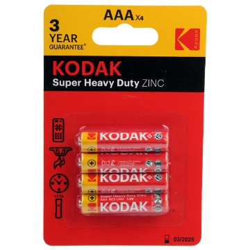 Mostrar detalles de Juego de Baterías de Zinc Súper Pesadas, 4 Piezas - Kodak Imagen de Juego de Baterías de Zinc Súper Pesadas, 4 Piezas - Kodak