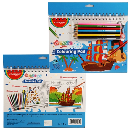 Picture of Keyroad Drawing and Coloring Set (Coloring Sketchbook + 12-Color Set + Stickers) Model KR972520