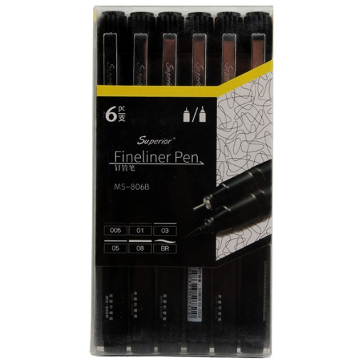 Picture of Set of Ink Pens Various Grades Vacuum Box 6 Pieces – Model MS-806B-6