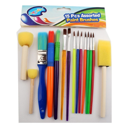 Bild von 12-teiliges Malpinsel-Set + 3-teiliges Schwammset zum Färben - Keep Smiling Modell DIY-15