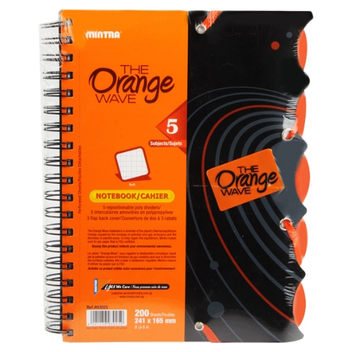 Picture of Orange Wave Wirebound Mesh Notebook 200 Sheets 16.5 x 24.1 cm - Mintra