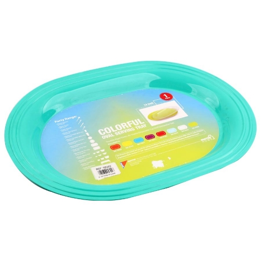 Image de Plateau de Service Ovale en Plastique Multicolore 14 Pouces - Mintra 5302