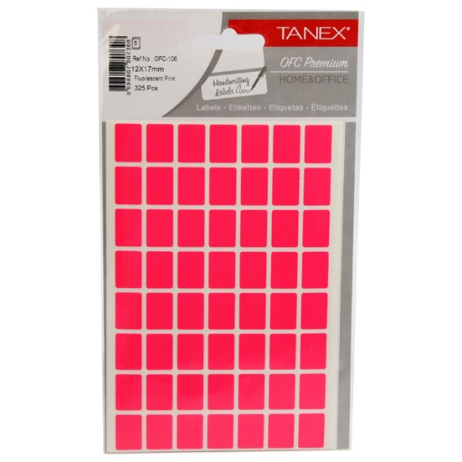 Picture of Pink Rectangle Office Labels 5 Sheets A5, 56 Labels/Sheet 17 x 12 mm - Tanix OFC-106