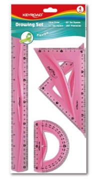 Show details for Engineering drawing Set 4 pieces (Ruler 30 cm + 2 triangles + protractor) Keyroad Model KR71105 Picture of Engineering drawing Set 4 pieces (Ruler 30 cm + 2 triangles + protractor) Keyroad Model KR71105