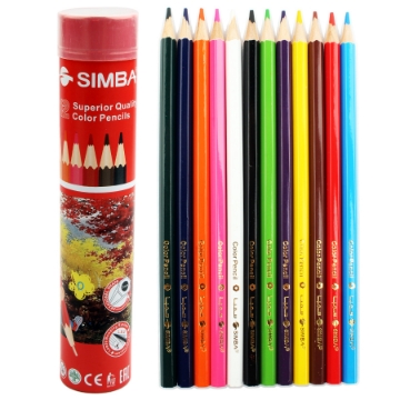 Show details for wooden coloring pencils 12 color in a cylindrical box - Simba Picture of wooden coloring pencils 12 color in a cylindrical box - Simba