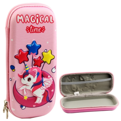 Picture of Pencil Case with Zipper, Girls' Design, Foam, Multi-Use, Embossed Shapes - S6630-2