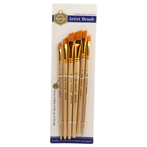 Picture of Brushes set, chisel tip water, acrylic, and oil, 6 pieces, bomeijia Model 000029213