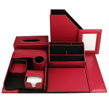 Show details for Dark Red Leather Office Set 10 Pieces - Mintra 07642 Picture of Dark Red Leather Office Set 10 Pieces - Mintra 07642
