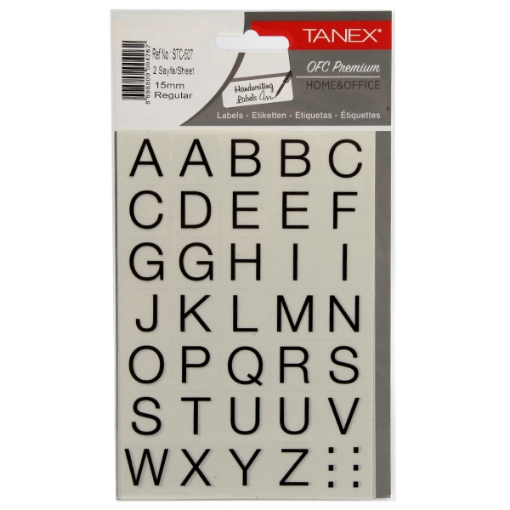 Picture of English Letters Sticker, Regular Font, 2 Sheets, 15mm, 20 g - Tanex STC-507