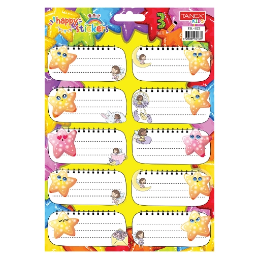 Picture of School Tickets Different Shapes for Girls 10 Pieces Colors 3 Sheets - Tanex TSL-822