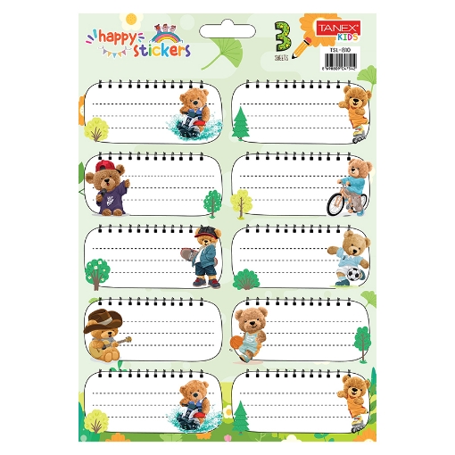 Picture of School Tickets Turkish Different Shapes for Boys 10 Pieces Colors 3 Sheets - Tanex TSL-802