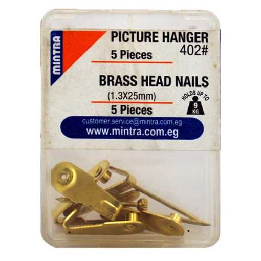 Picture of Metal Photo Hanger with Gold Head Nail 5 Pieces 25*1.3mm Holds up to 9KG - Mintra