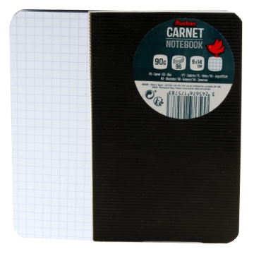 Agrandir l'image de Cahier agrafé PP 90g, 96 feuilles, quadrillé, 14x9 cm Auchan Image de Cahier agrafé PP 90g, 96 feuilles, quadrillé, 14x9 cm Auchan