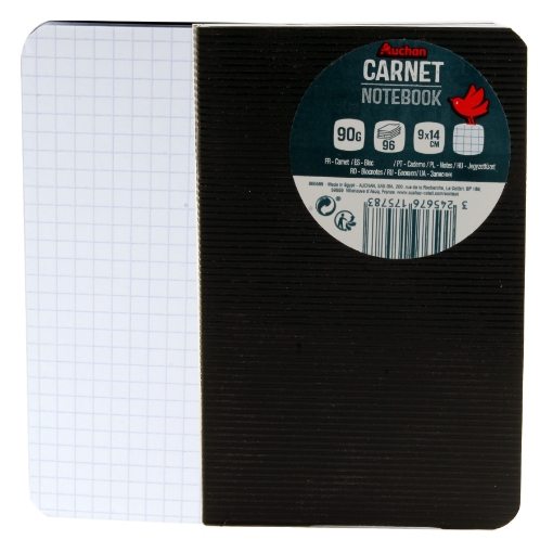 Picture of Stapled Notebook PP 90g, 96 Sheets, Squared, 14x9 cm Auchan