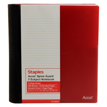 Agrandir l'image de Cahier Spine Guard 5 Sujets Règle 7,1 mm 56 g 21,6 x 27,9 cm Staples Accel Image de Cahier Spine Guard 5 Sujets Règle 7,1 mm 56 g 21,6 x 27,9 cm Staples Accel
