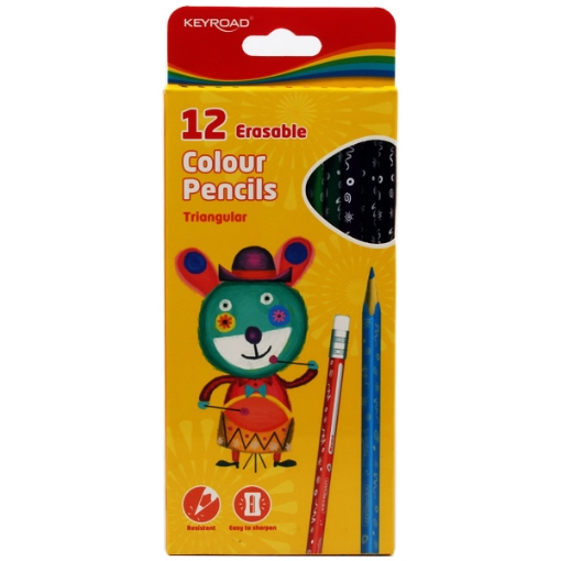 Picture of Wooden Pencils 12 Pencils with Eraser Medical Triangle Label Keyroad Model KR971453