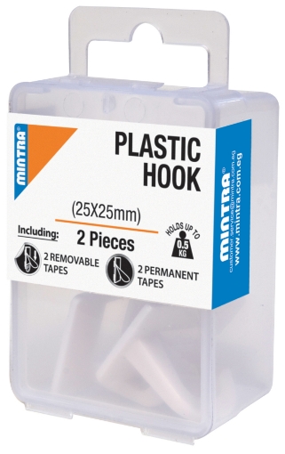 Picture of Plastic Hook 2 Pieces 25*25 mm Holds up to 0.5KG - Mintra