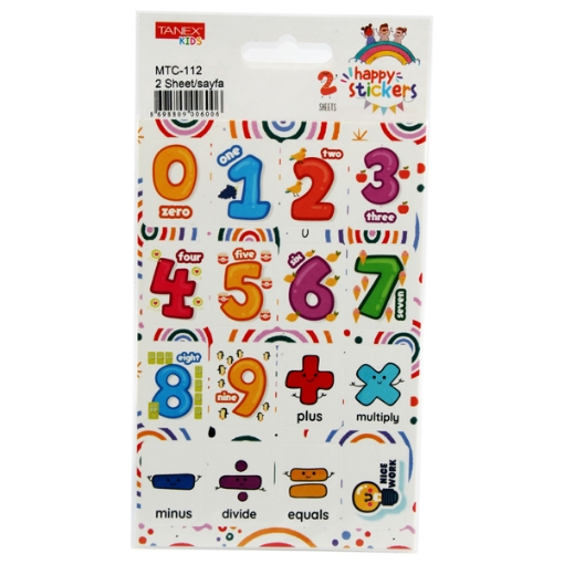 Picture of English Numbers Sticker 2 Sheets Multicolor - Tanex mtc-112