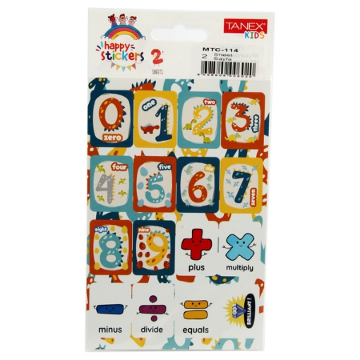 Picture of English Numbers Sticker 2 Sheets Multicolor - Tanex mtc-114