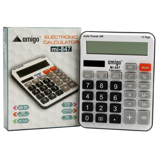 Picture of AMIIGO OFFICE CALCULATOR 12 DIGITS MODEL MI 847