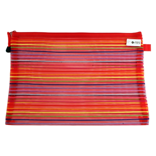 Picture of Red Striped Smash Plastic Zipper Folder B4 Simba - QCD