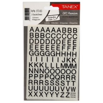 显示明细 英文字母贴纸 常规字体 2张 10毫米 黑色 - Tanex STC-503 图片 英文字母贴纸 常规字体 2张 10毫米 黑色 - Tanex STC-503