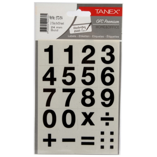 Picture of Sticker numbers bold font Black 2 Sheets 24 mm 20 gm - Tanex