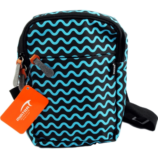 Image de Sac bandoulière imprimé vagues noir et bleu 3 zips 5 * 22,5 * 16 cm – Mintra 09568.