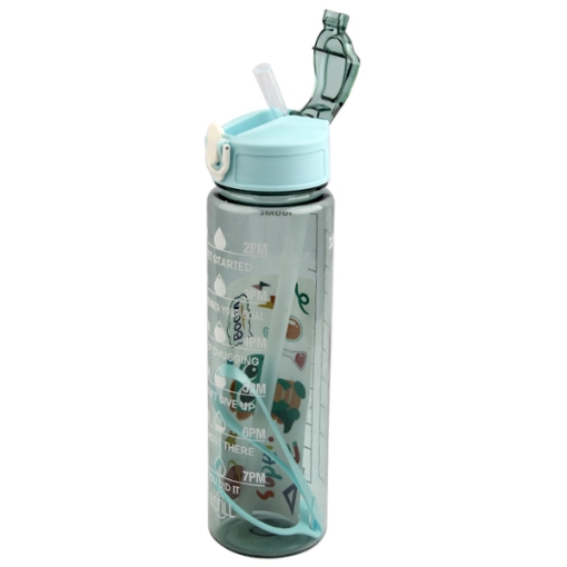 Picture of 900 ml Transparent Plastic Water Bottle with Straw- D 601