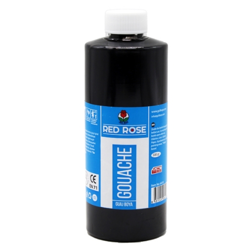 Picture of Gouache Paint bottle black 500ml  Red Rose