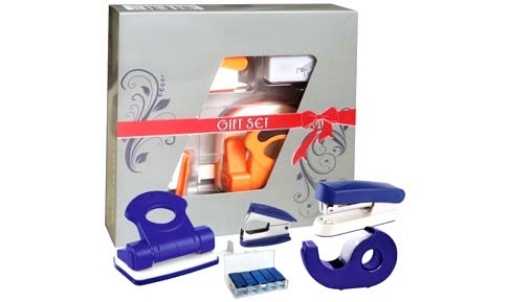 Picture of Raion 5 Pieces Office Set Stapler + Punch + Remover + Tape Cutter + Staple Box Model SS-1015-HO