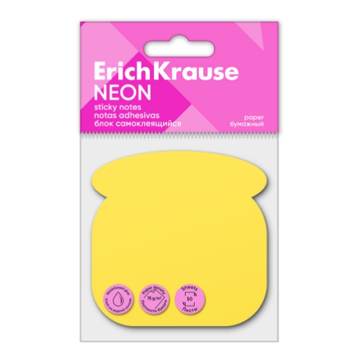 Picture of Erich Krause Sticky Notes - Neon Yellow Phone Shape 50 Sheets - Model 61728