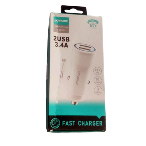 Picture of Joy room Smart Car Charger 2 in 1 Super-Fast Charging Dual USB Port 3.4A White KEENDEX Model KX3493
