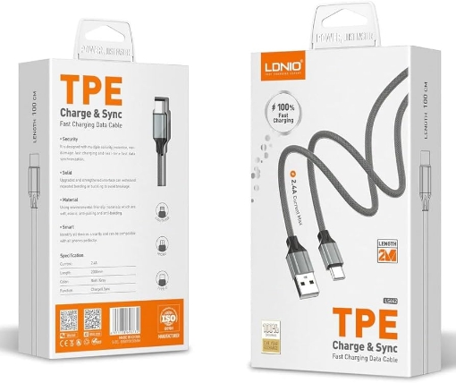 Picture of Data cable Nylon braided for fast charging 1.2m LDNIO KX3480