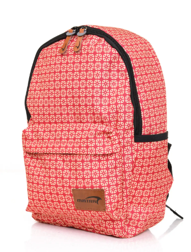 Imagen de Mochila Escolar 2 Cremalleras 2 Bolsillos Laterales 15 Litros, Estampado de Puntos Crema - Mintra 08933