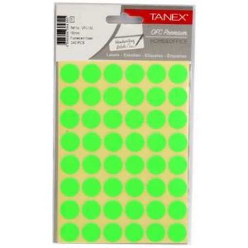 Image de Autocollant de bureau Tanex vert phosphorescent 8 mm lot de 5 feuilles A5 - Modèle OFC-127