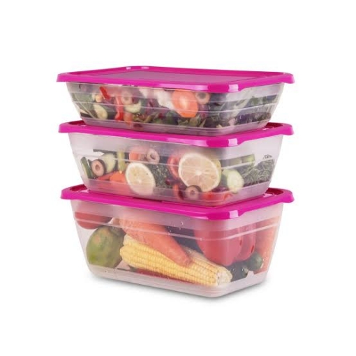 Image de Ensemble de rangement alimentaire 3 pièces rectangulaires 2,3 litres - 5506