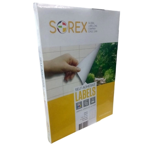 Image de Autocollants pour ordinateur SOREX blancs 100 feuilles - Taille 35×105 mm 16/A4