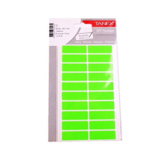 Picture of Handwriting labels, Green Rectangular 5 Sheets 20 Rectangles, 40 x 13 mm A5 - Tanex OFC-108