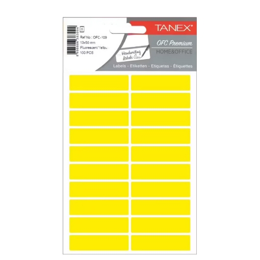 Picture of Handwriting Label yellow 5 sheets (50 * 13 mm) A5/20 Tanex Model OFC109