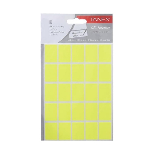 Picture of Office Labels, Yellow 5 Sheets 27 x 19 mm 5A Quantity 25 - Tanex OFC112