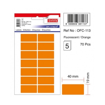 Show details for Round Handwriting Label Orange 5 sheets (40*19 mm) A5/14 Tanex Model OFC113 Picture of Round Handwriting Label Orange 5 sheets (40*19 mm) A5/14 Tanex Model OFC113