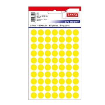 Show details for Yellow Office Labels 5 Sheets Round 13 mm A5/70 - Tanex OFC-129 Picture of Yellow Office Labels 5 Sheets Round 13 mm A5/70 - Tanex OFC-129