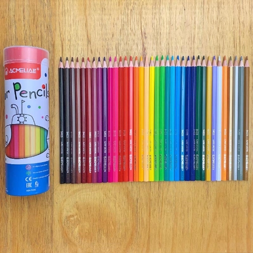 Image de Crayons de couleur hexagonaux Acmeliae 36 couleurs - Boîte métallique ronde - Modèle 9801-36