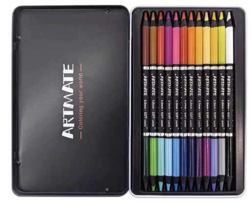 Image de Crayons de couleur ronds Acmeliae – 12 crayons avec 24 couleurs – Modèle 43076