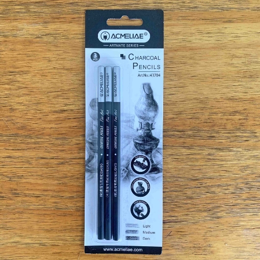 Image de Crayon fusain rond Acmeliae – Carte de 3 crayons (souple, moyen, dur) – Modèle 43704